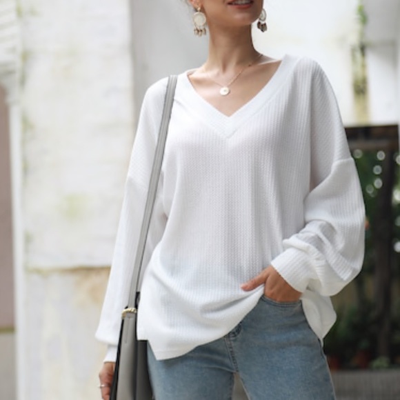 JUST IN ! White drop shoulder- Sweater - Picture 5 of 7